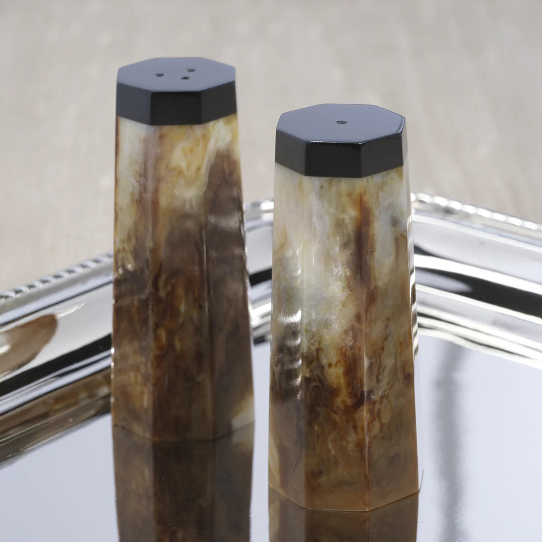 Burl Wood Design Resin Salt and Pepper Shaker Set